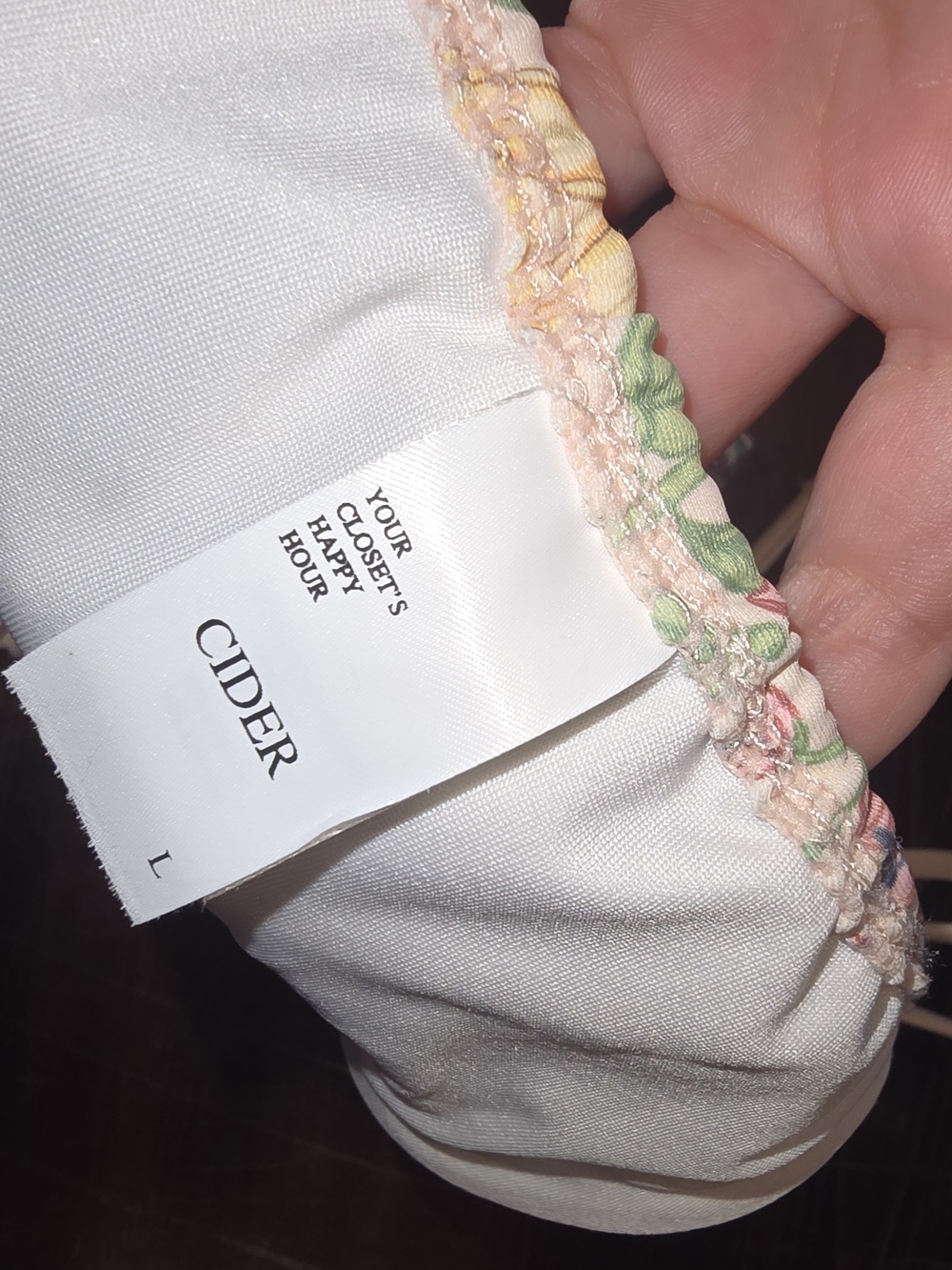 Cider Floral Print String Bikini Bottom | Cream Wildflower Side-Tie Swimwear | W - Picture 3 of 3